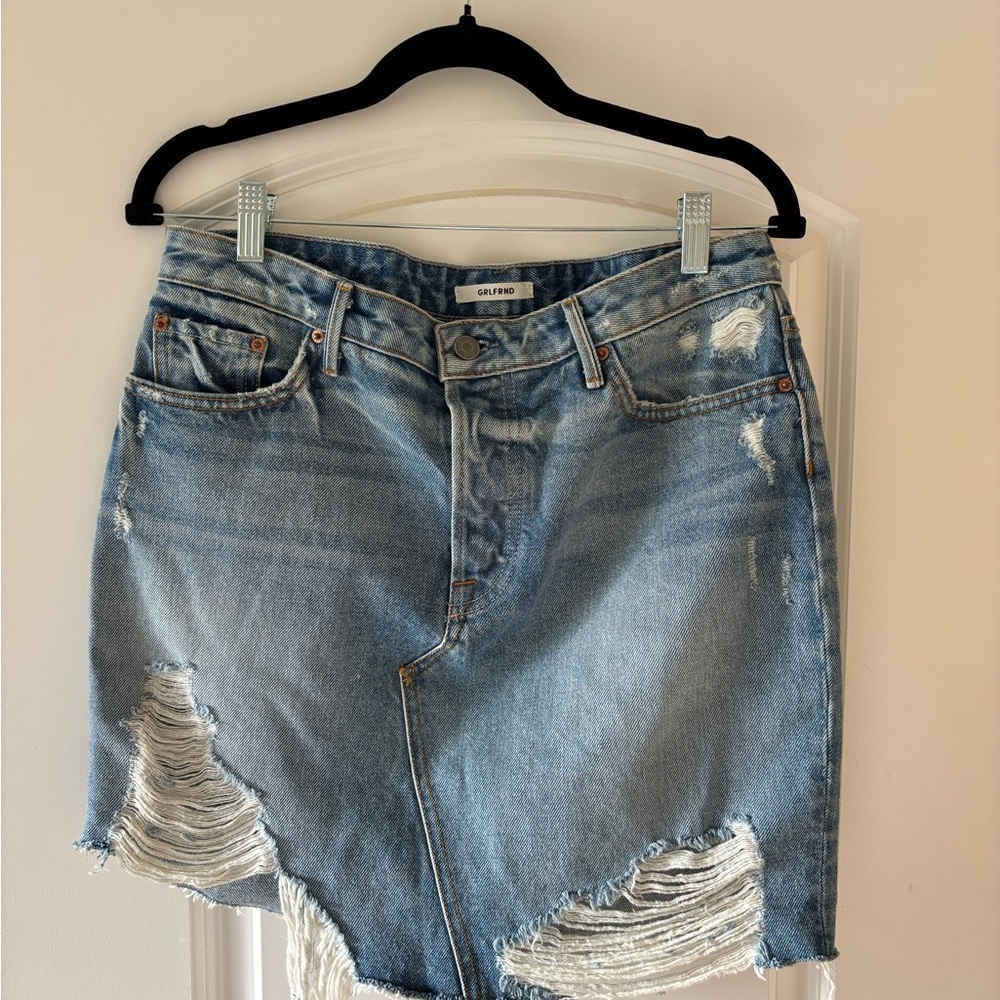 GRLFRND Blue Distressed Rhoda Mini Skirt Size 30